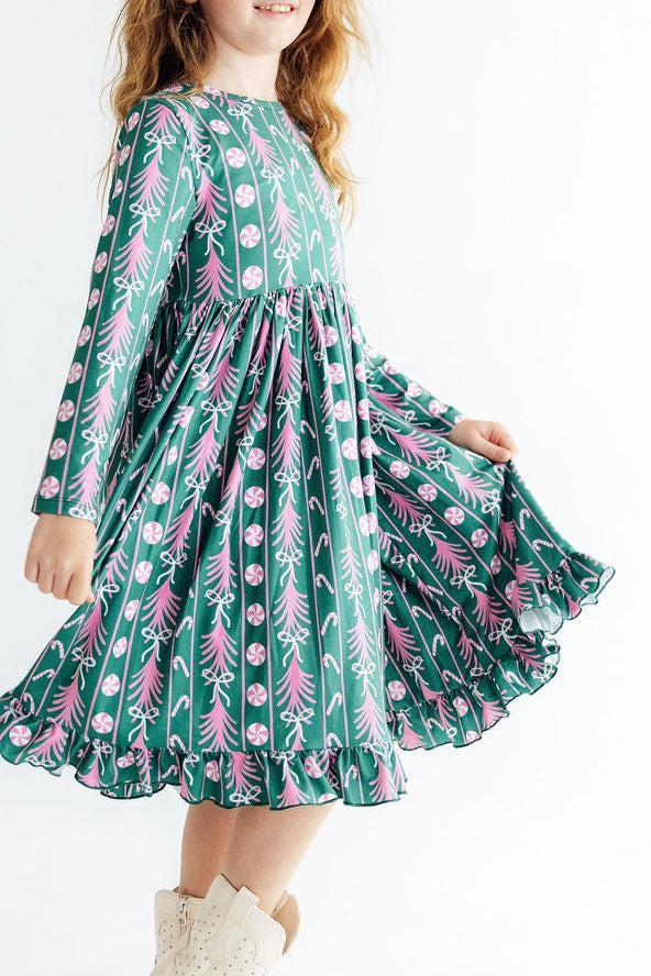 Christmas Treats L/S Ruffle Hem Twirl Dress - MaisonBeach