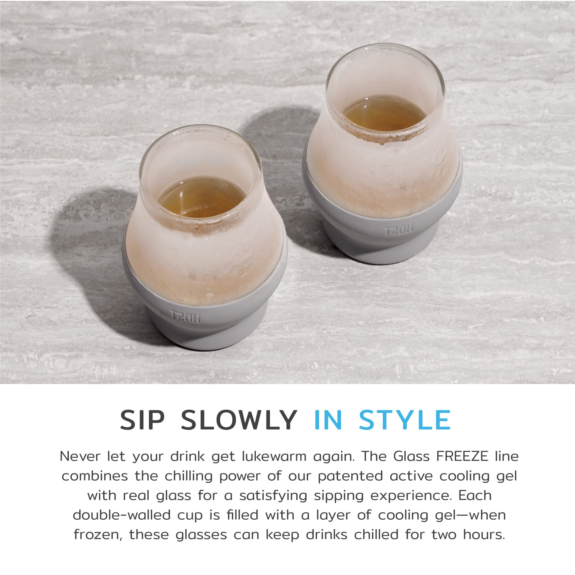 Glass Sipping FREEZE™ in Gray, Set of 2