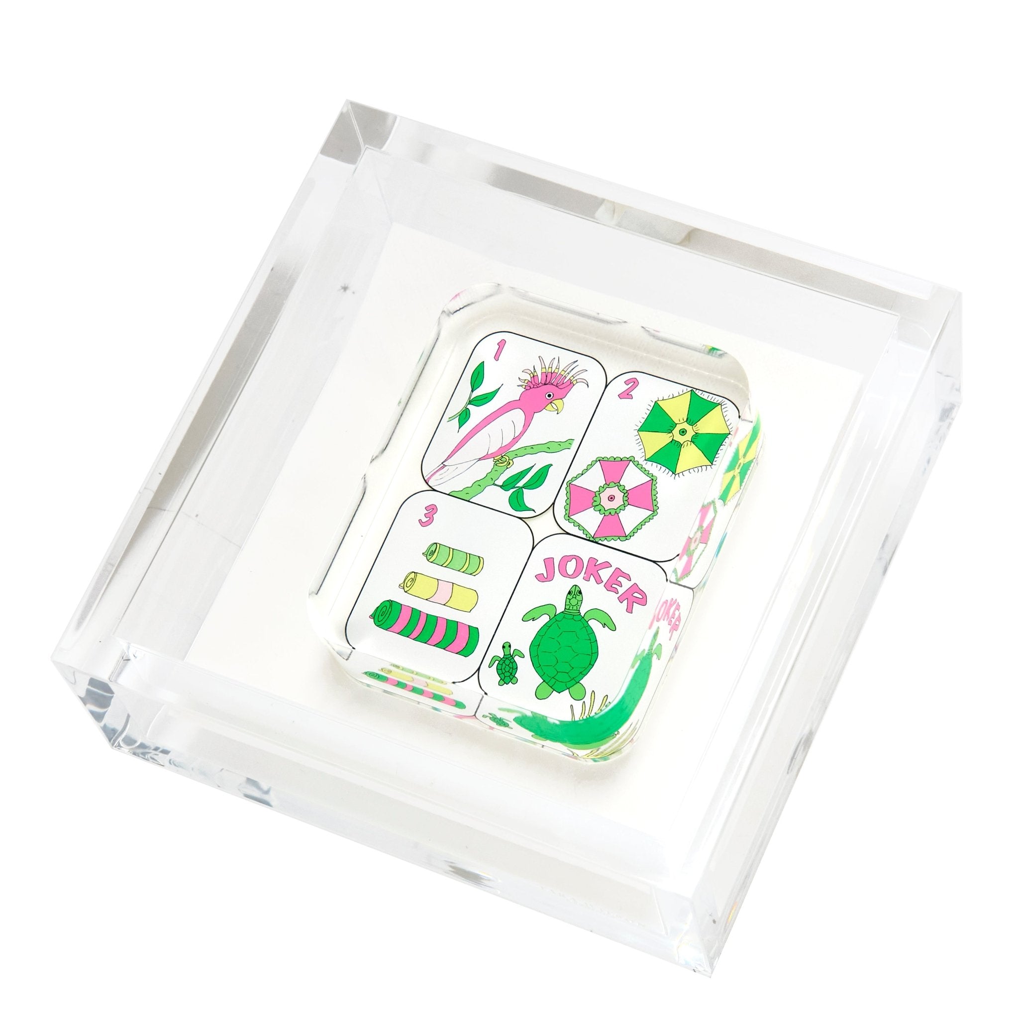 Palm Beach Mahjong Tiles Acrylic Cocktail Napkin Holder - MaisonBeach