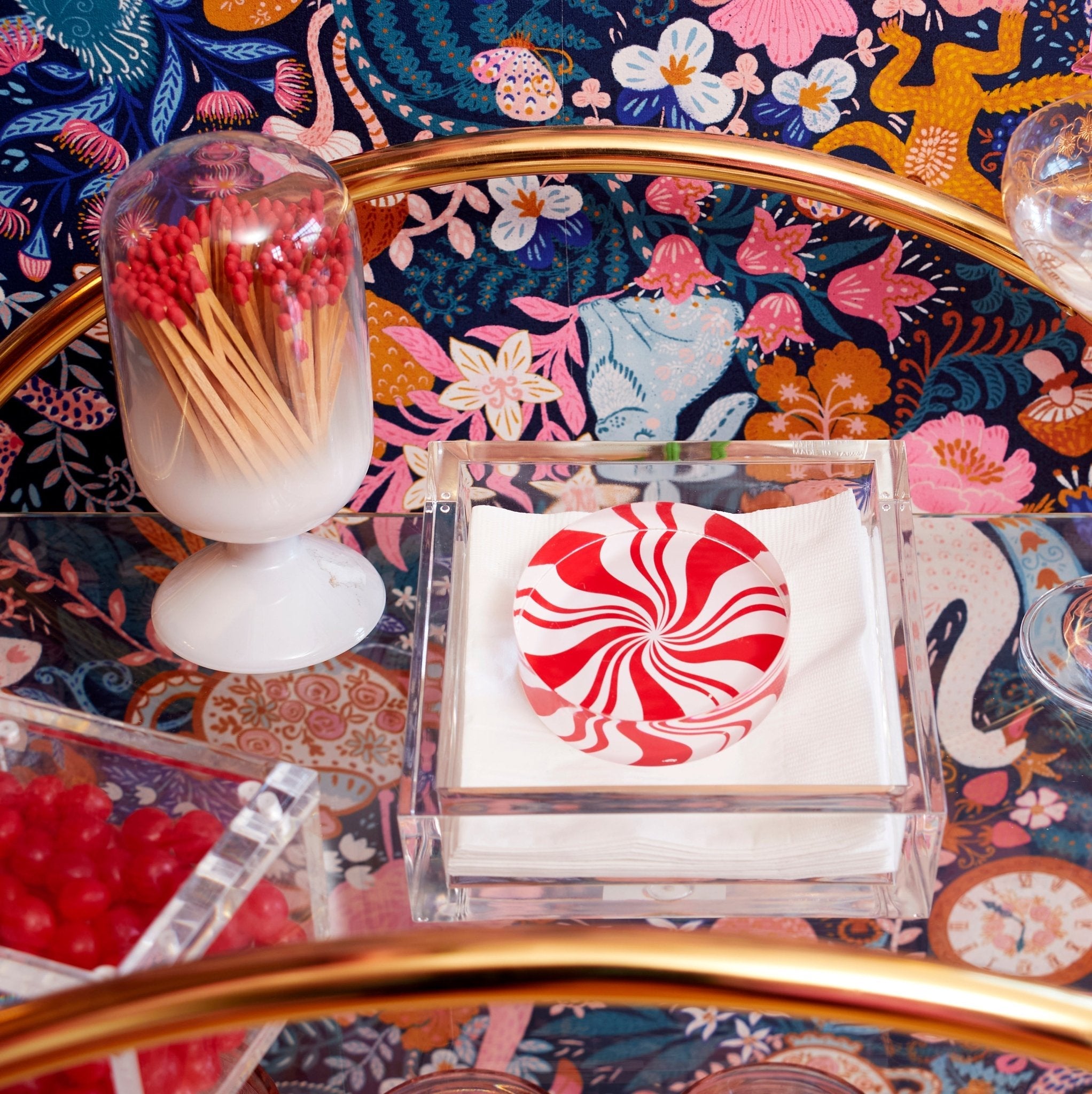 Peppermint Candy Acrylic Cocktail Napkin Holder - MaisonBeach