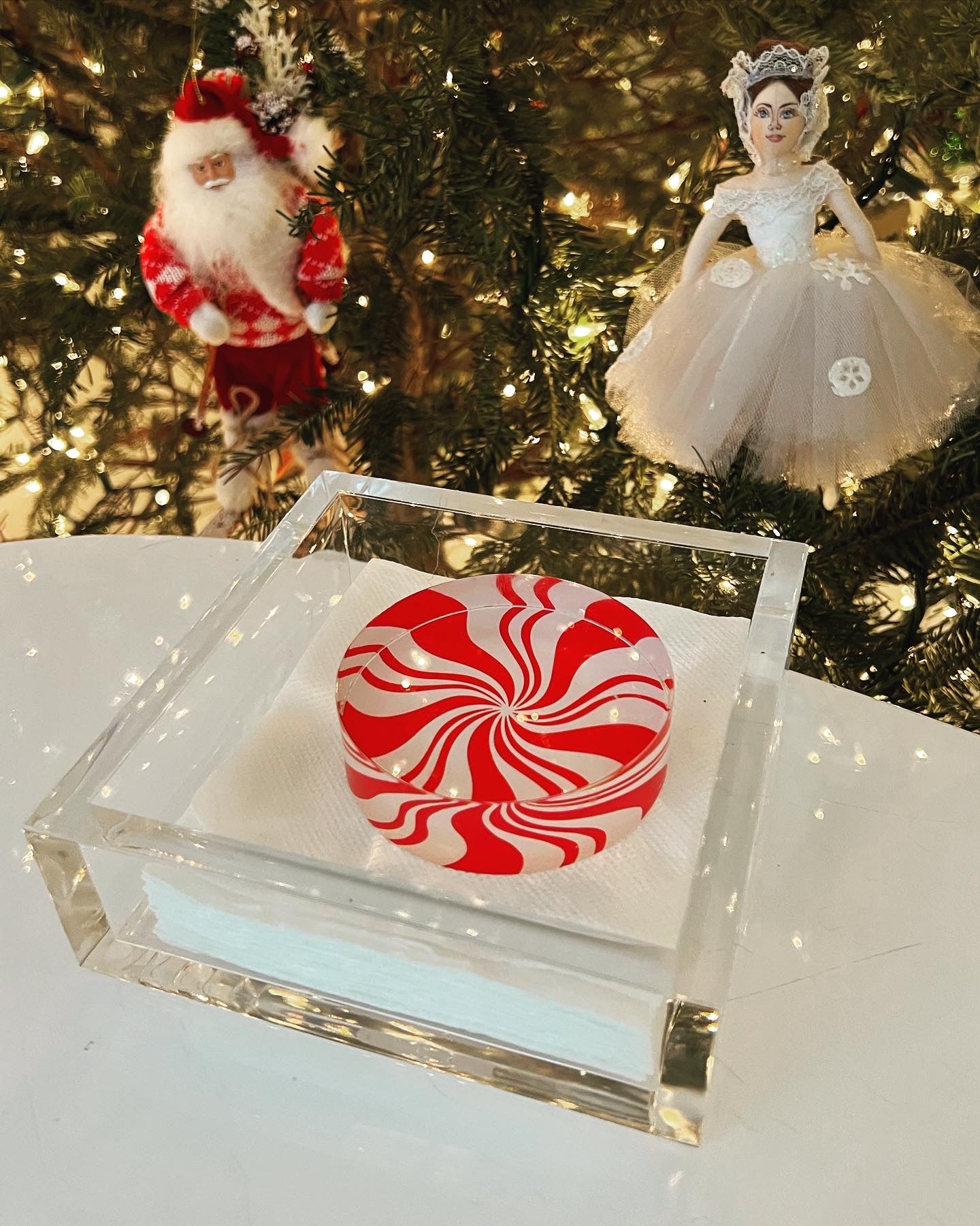 Peppermint Candy Acrylic Cocktail Napkin Holder - MaisonBeach