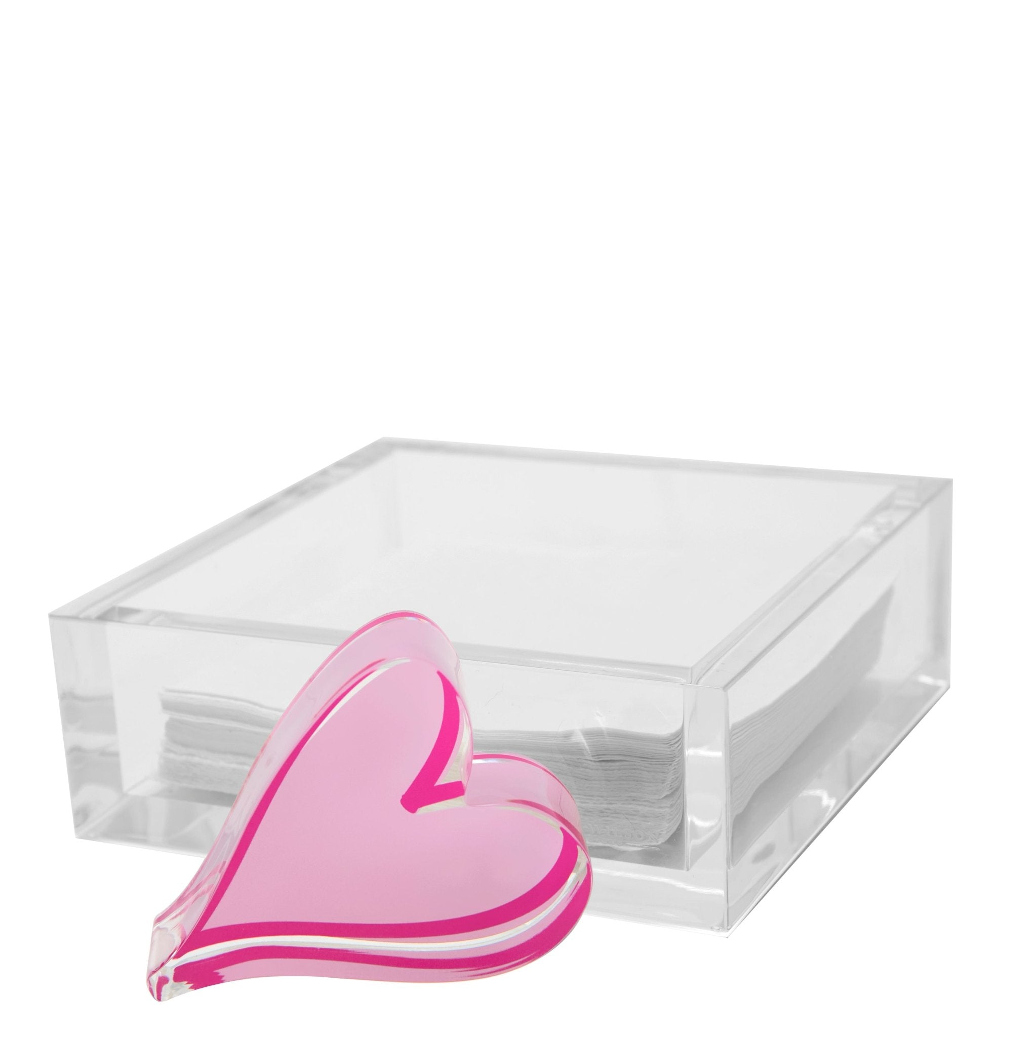 Pink Heart Acrylic Cocktail Napkin Holder - MaisonBeach