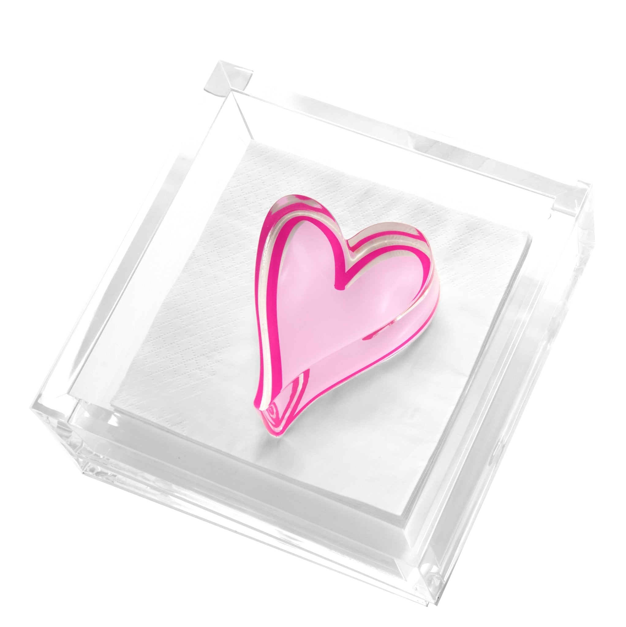 Pink Heart Acrylic Cocktail Napkin Holder - MaisonBeach
