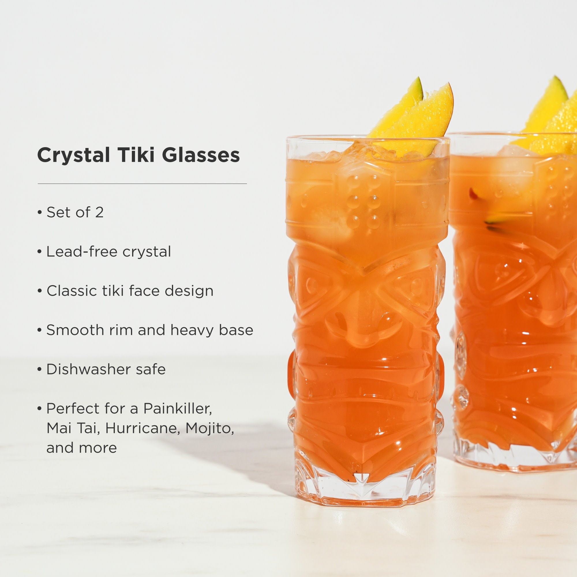 Pacific Crystal Tiki Glasses Set of 2 - MaisonBeach