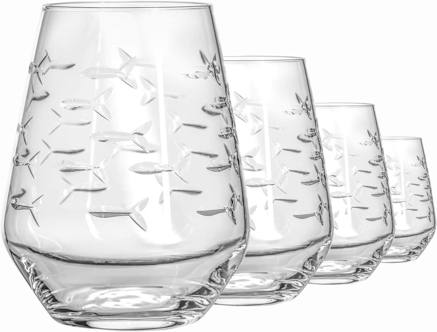 School of Fish 17oz. Stemless Tumblers-Set of 4 - MaisonBeach