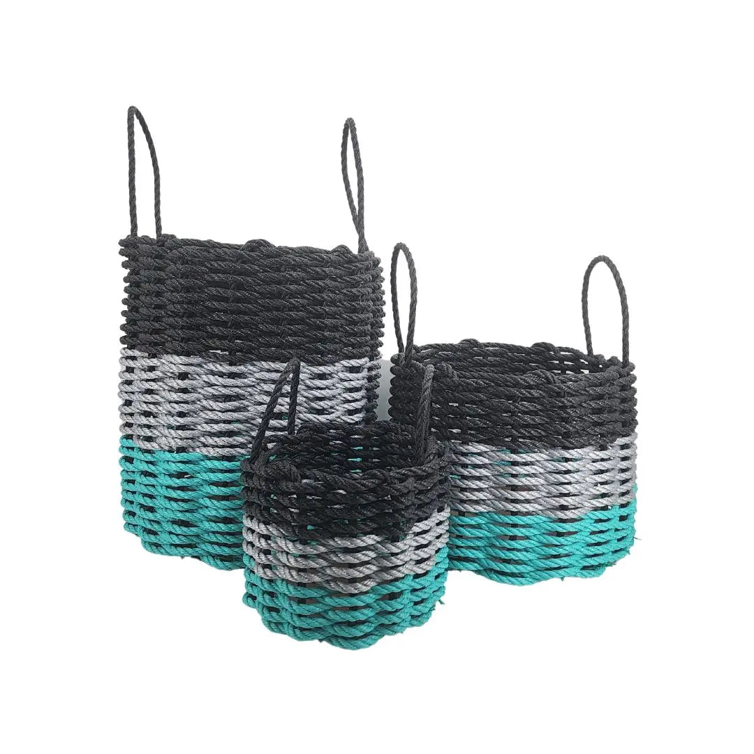 Authentic Maine Lobster Rope Storage Basket Teal, Gray, Black - MaisonBeach