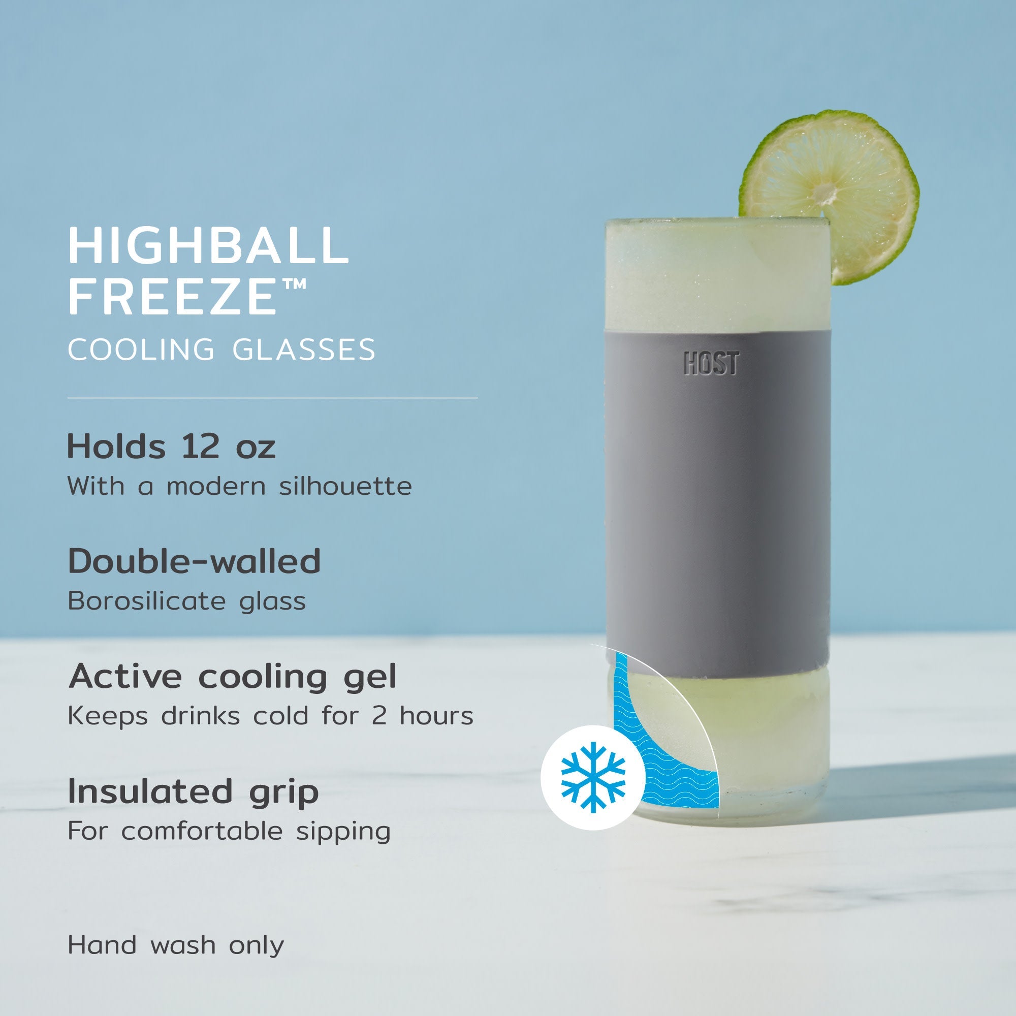 Glass Highball FREEZE™ in Gray, Set of 2