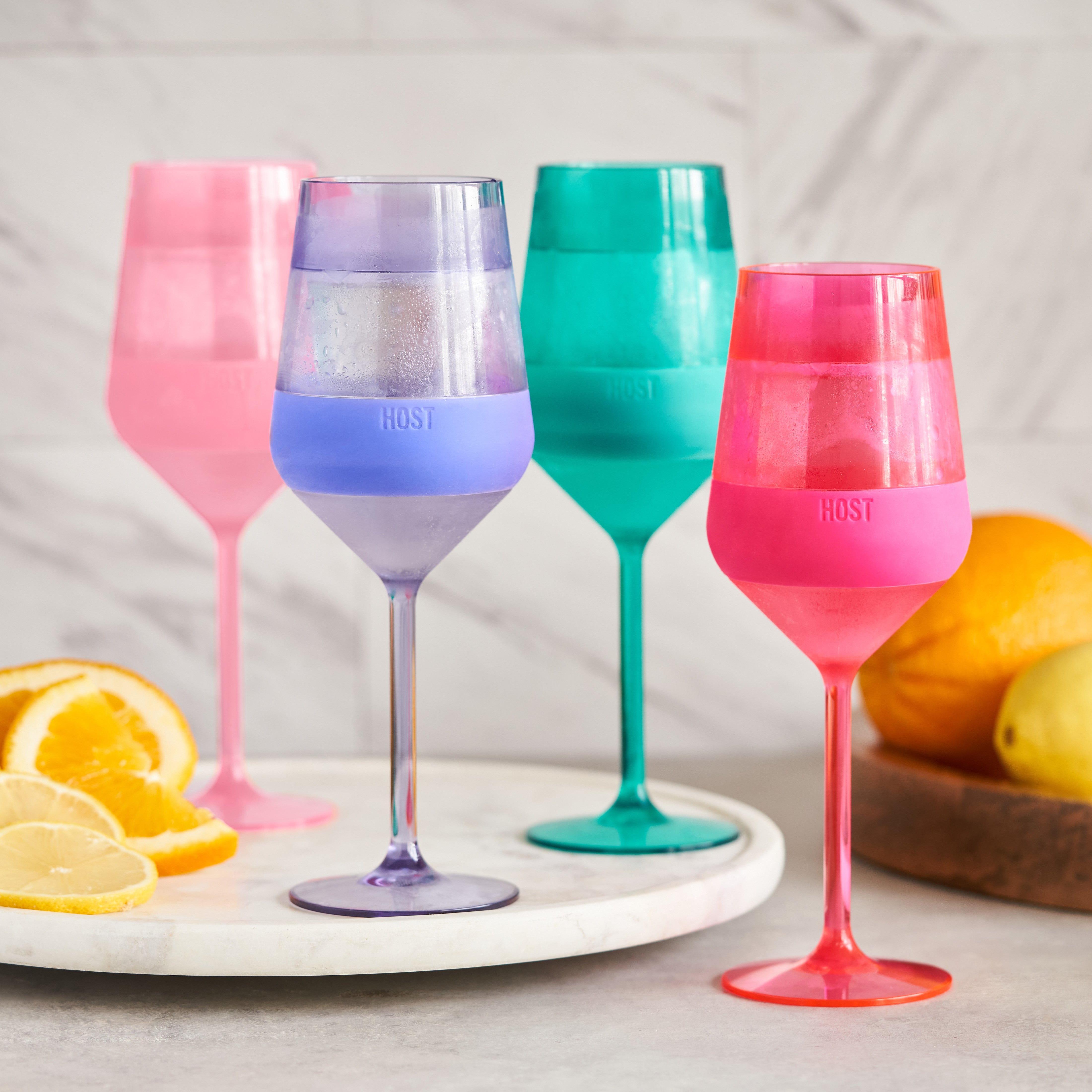 Stemmed Wine FREEZE™ in Tinted Multicolor, Set of 4