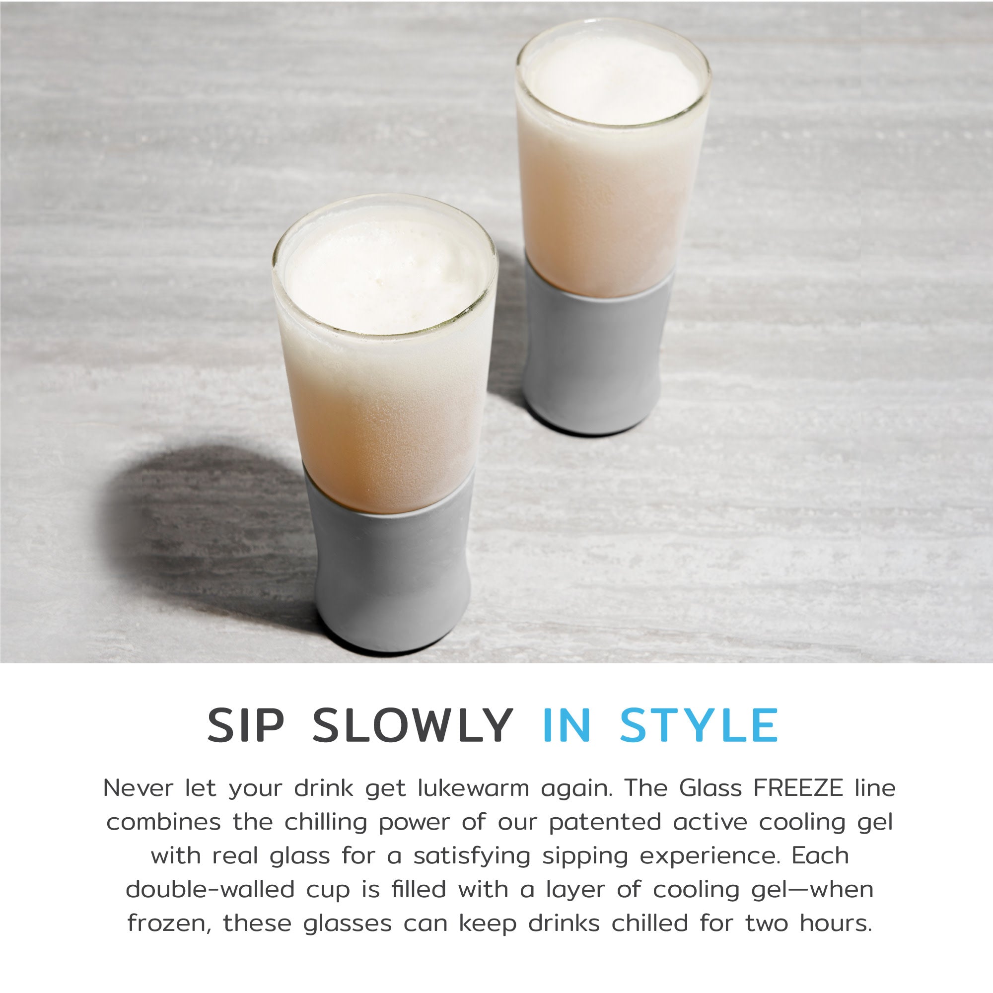 Glass Beer FREEZE™ in Gray, Set of 2