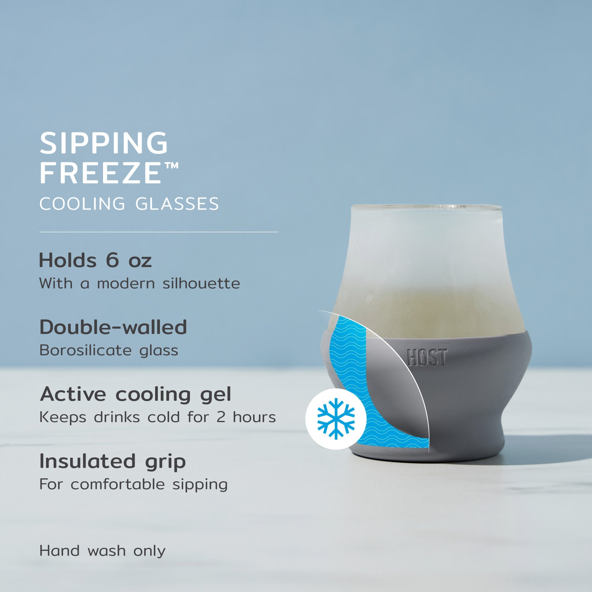 Glass Sipping FREEZE™ in Gray, Set of 2
