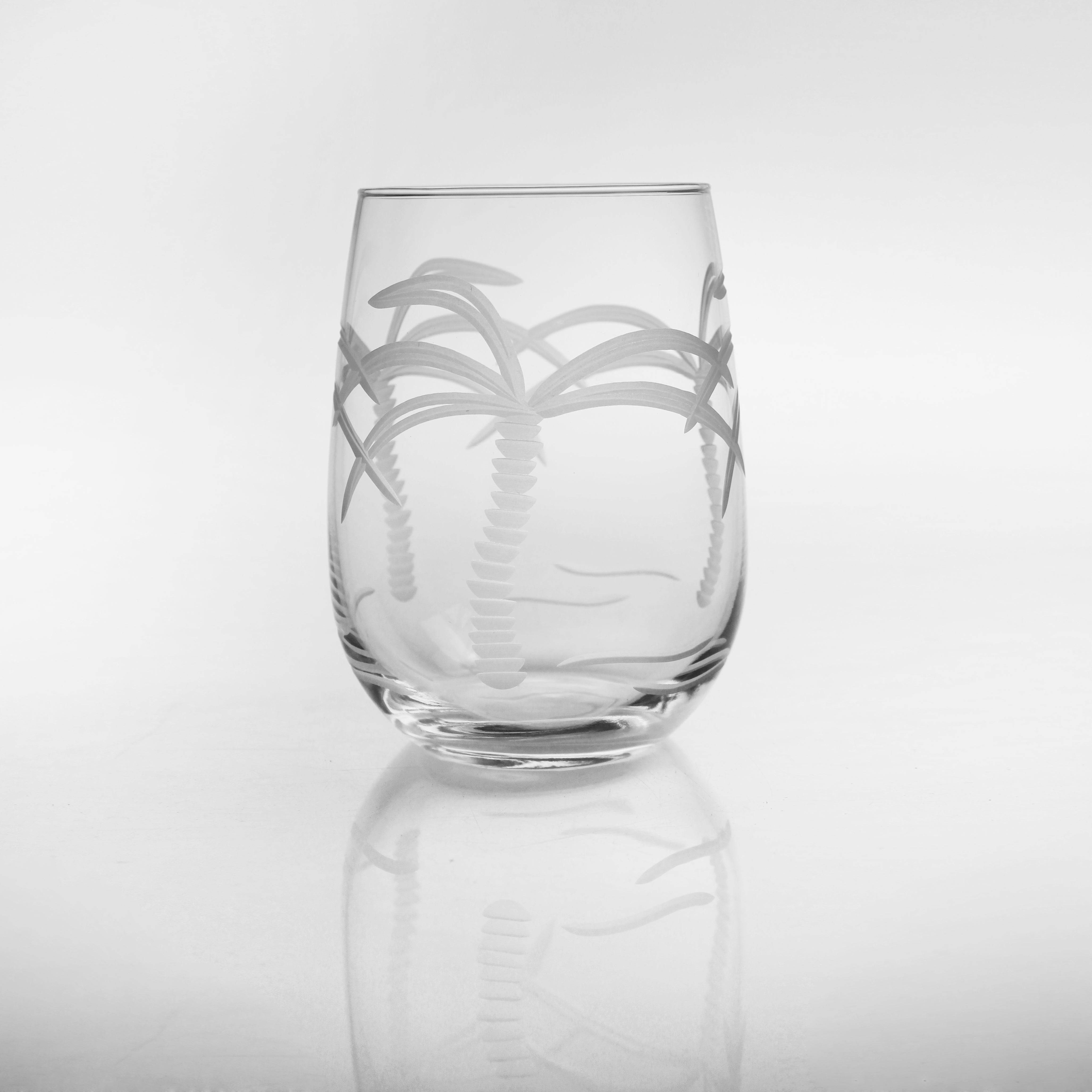 Palm Tree 17oz. Stemless Wine Glass-Set of 4