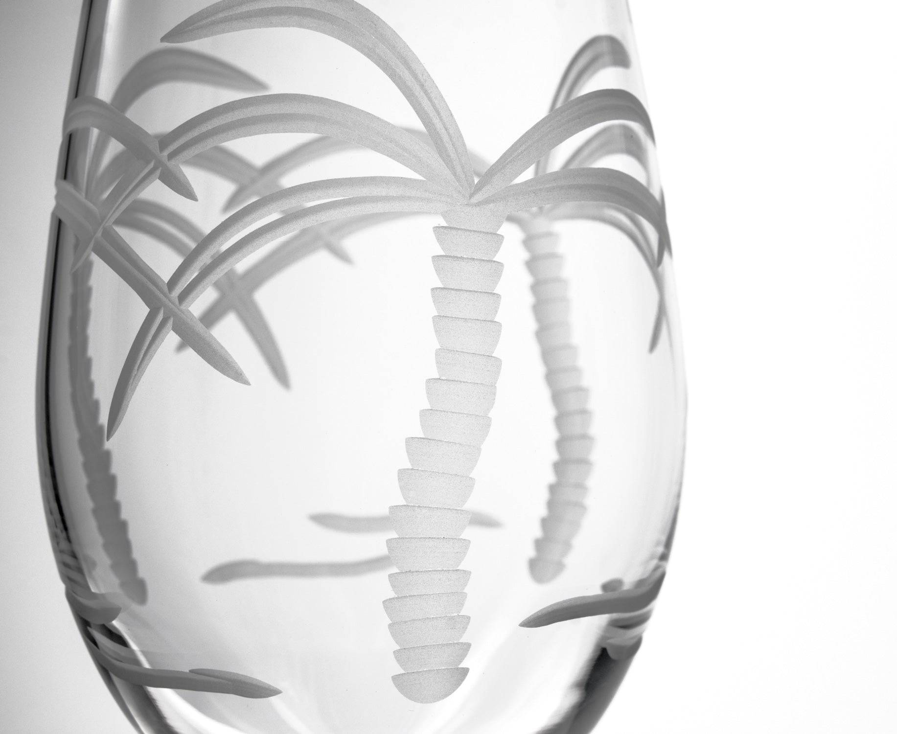 Palm Tree 12oz. Tulip Wine Glasses-Set of 4 - MaisonBeach