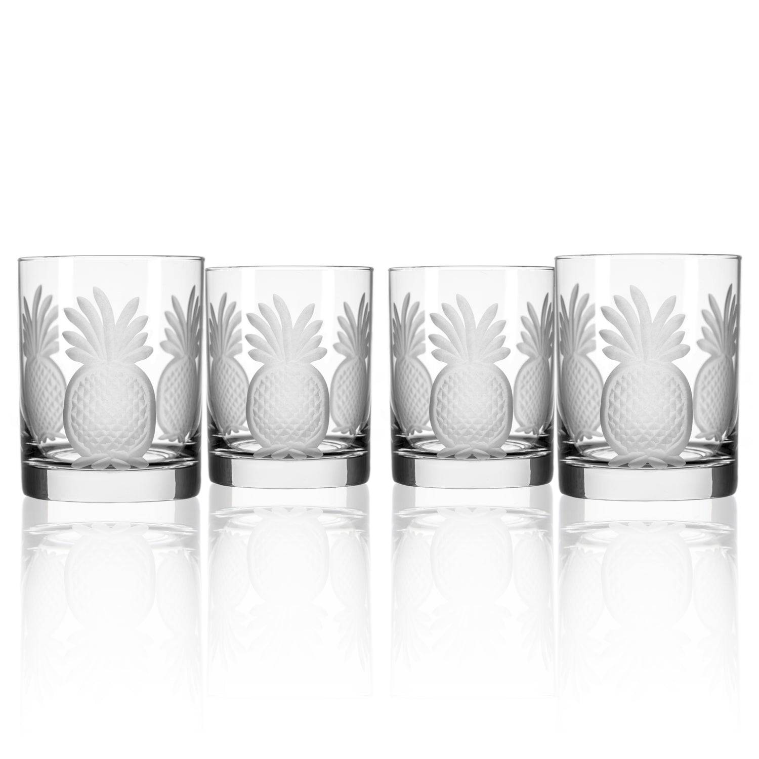Pineapple 14oz. Double Old Fashion -Set of 4 - MaisonBeach