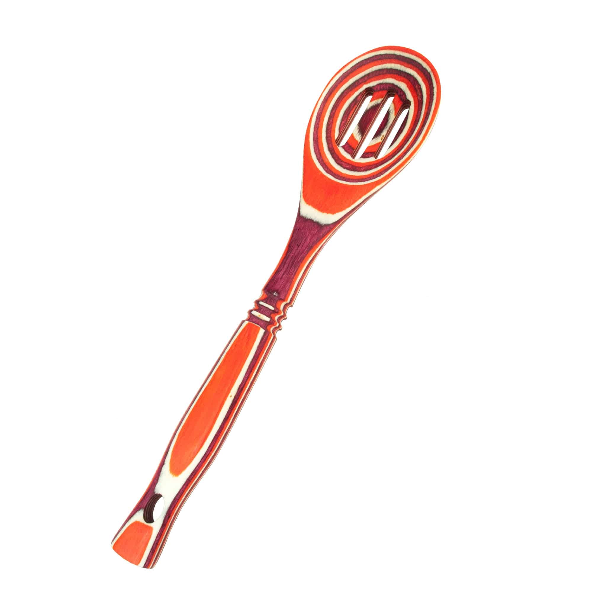 12" Red Pakka Wood Slotted Spoon - MaisonBeach