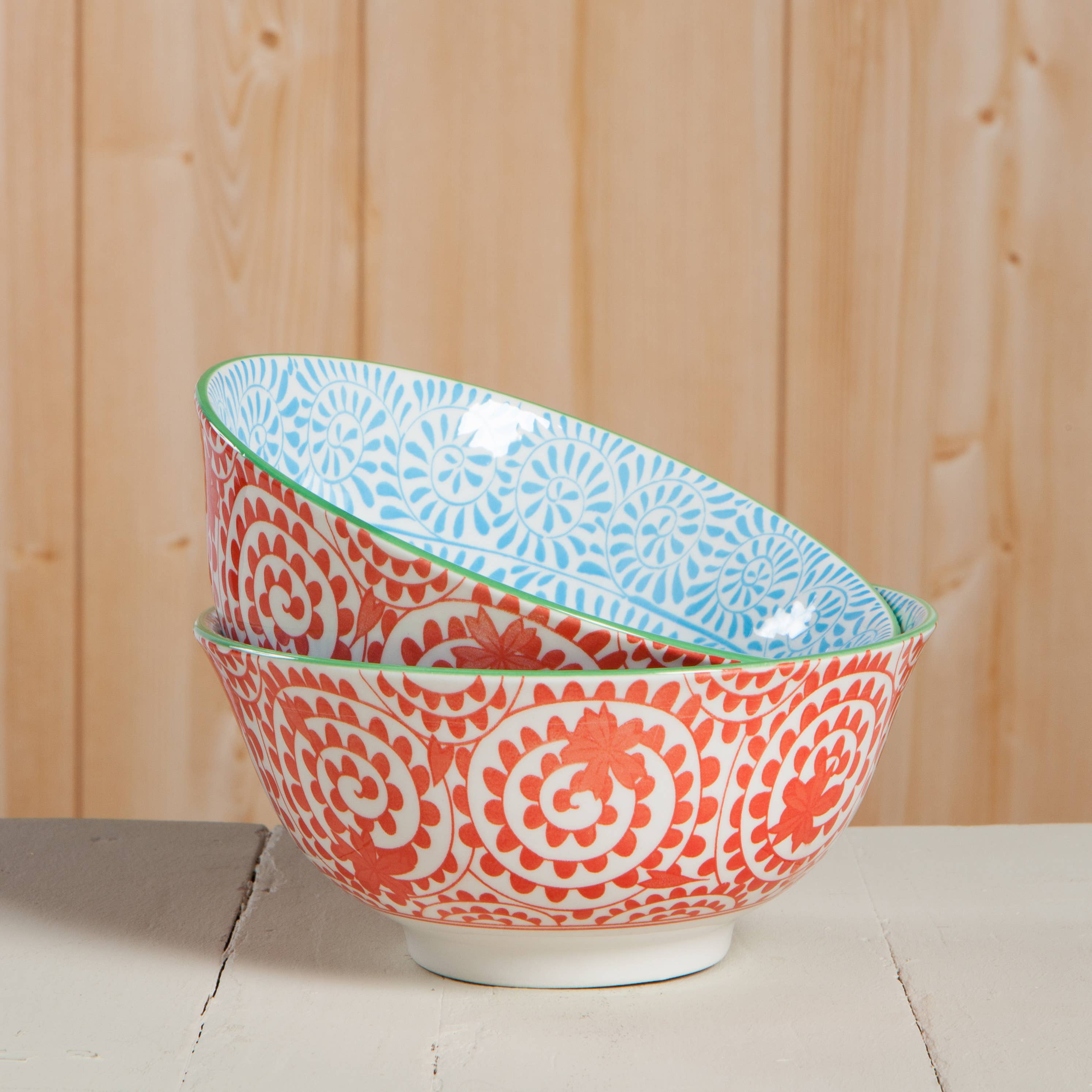 Now Designs by Danica - Orange and Blue Swirls Stamped Bowl 6 inch