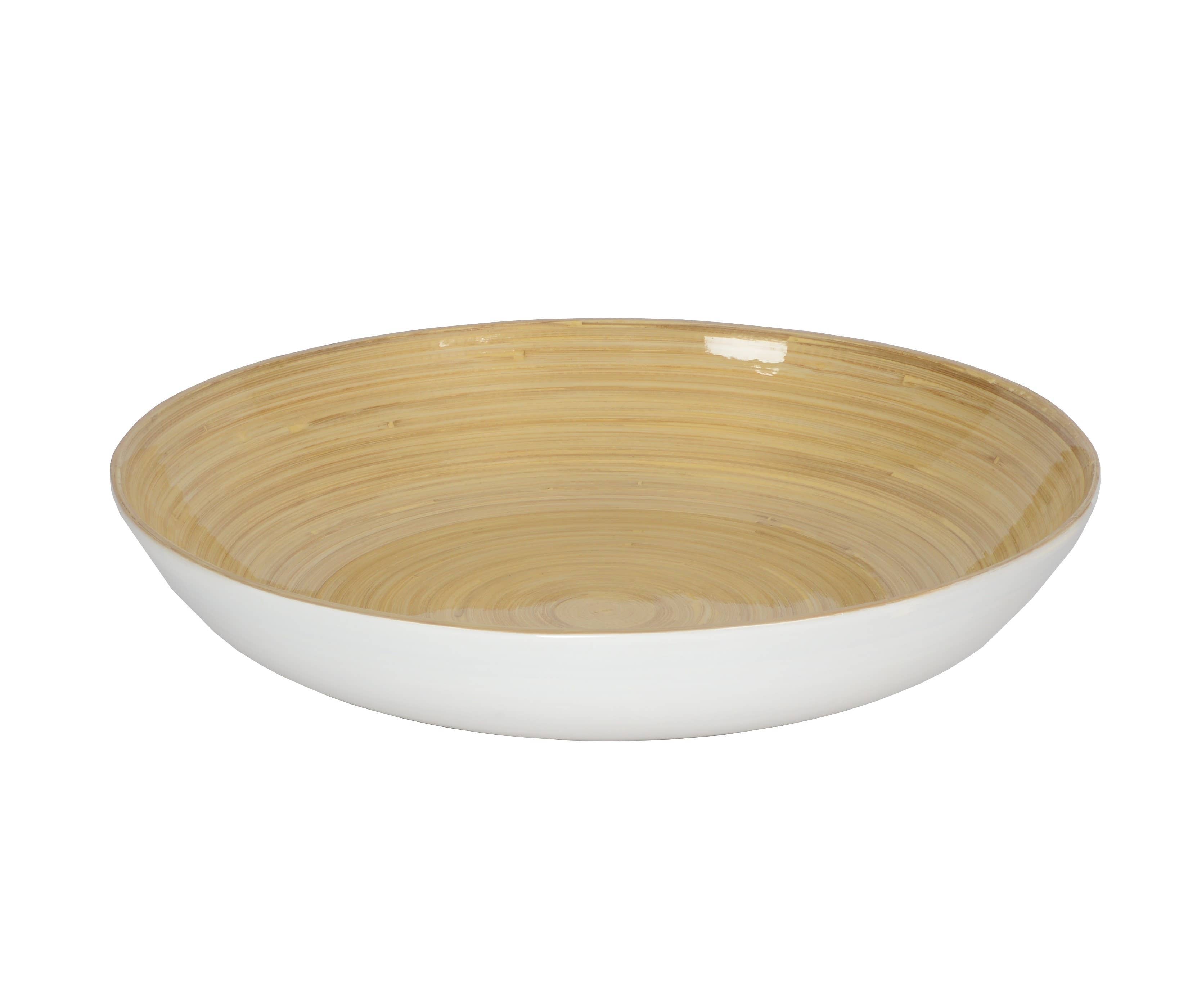 White Bamboo Fruit Bowl 11" x 2" - MaisonBeach