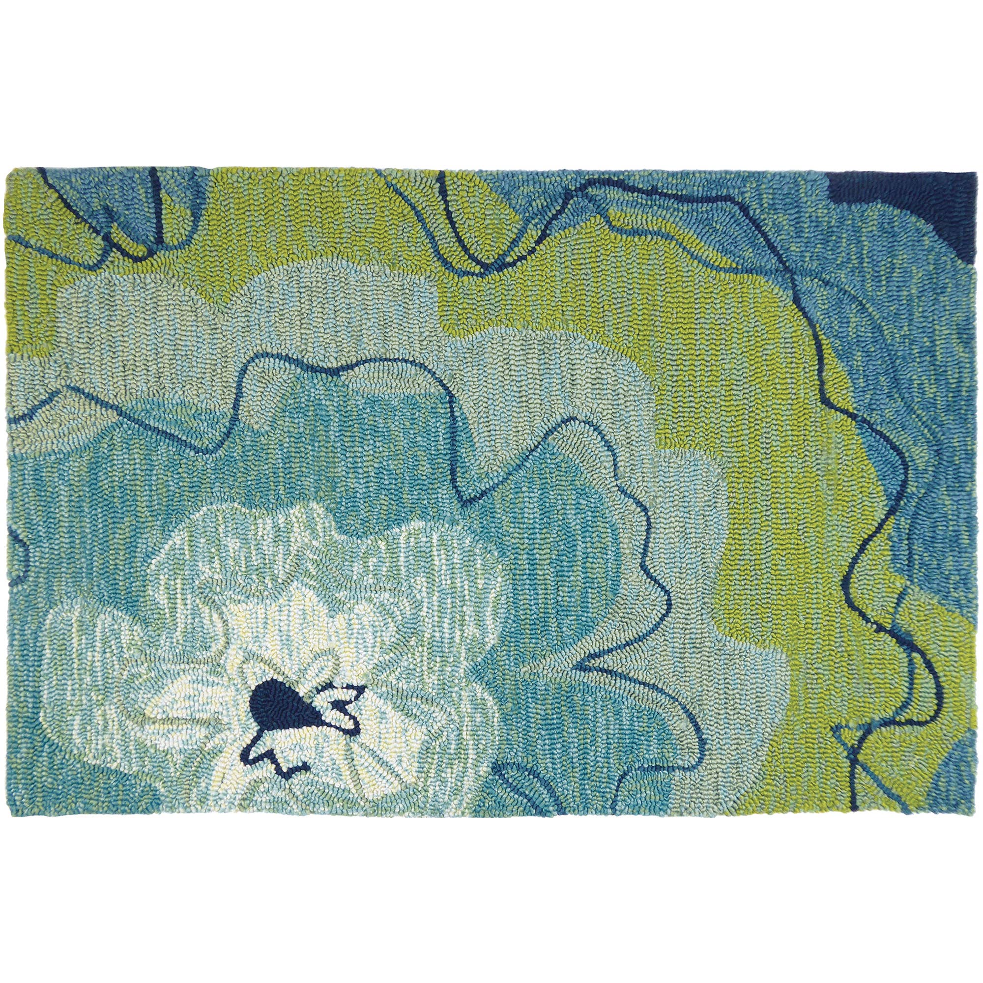 Jellybean Rug - Watercolor Blue Blossom Homefires Rug 22 x 34 in