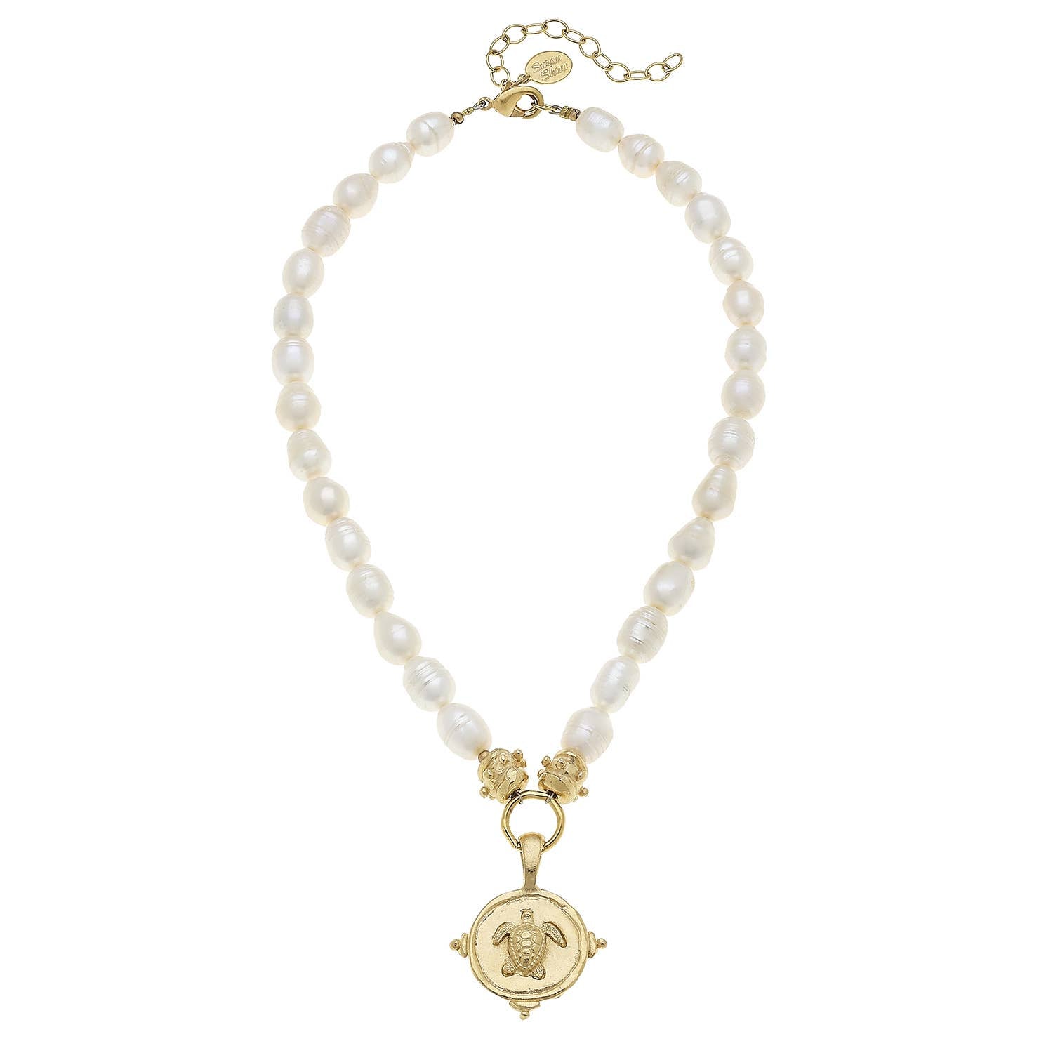 Handcast Gold Turtle on Genuine Freshwater Cultured Pearls