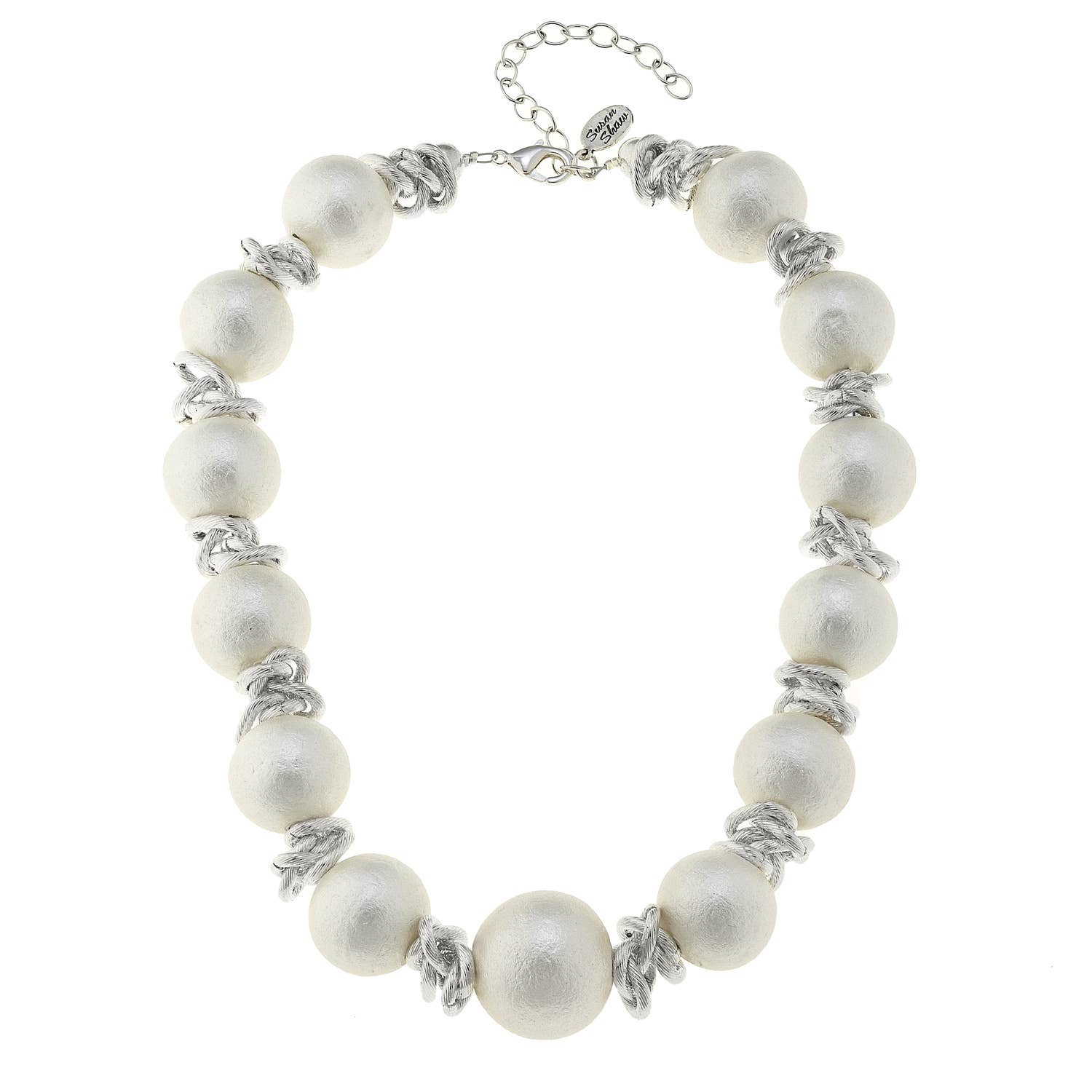 Susan Shaw - Handcast Silver and White Cotton Pearl Choker