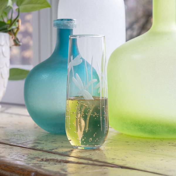 Dragonfly 8.5oz. Stemless Champagne/Prosecco Glass-Set of 4 - MaisonBeach