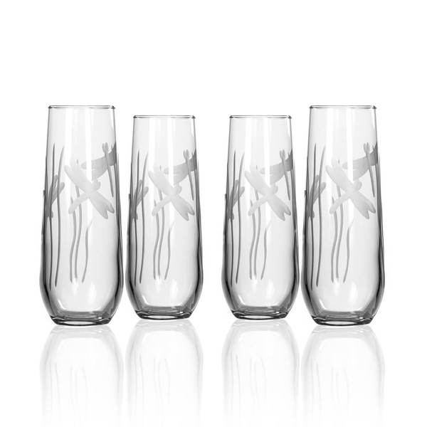 Dragonfly 8.5oz. Stemless Champagne/Prosecco Glass-Set of 4