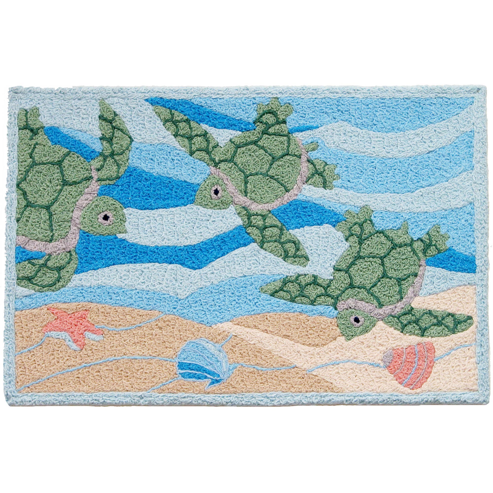 Turtles Swimming Jellybean Rug 20" x 30" - Coastal - MaisonBeach