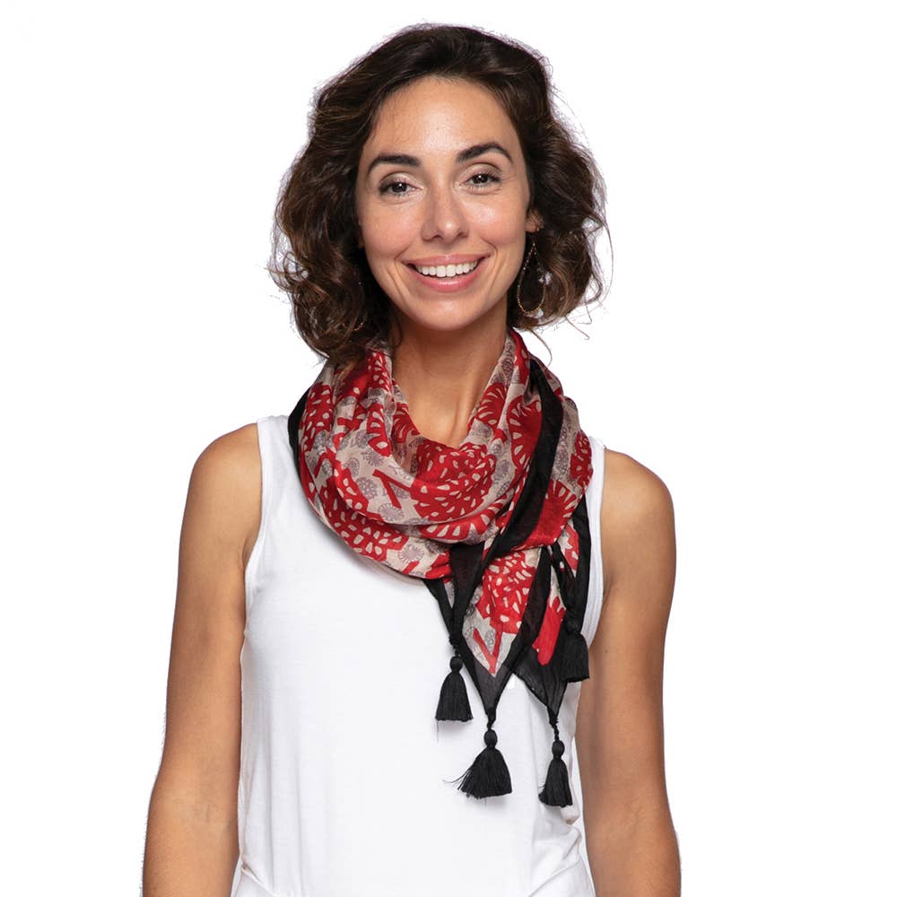 Gianna Red Square Silk Scarf