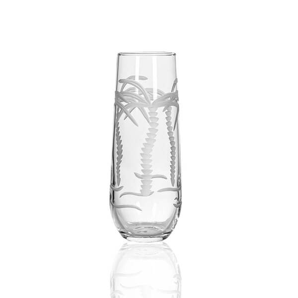 Palm Tree 8.5 oz Stemless Champagne Flutes-Set of 4