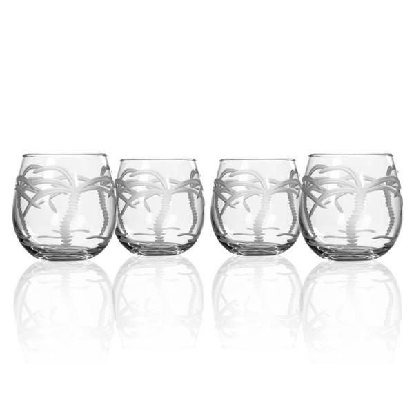 Palm Tree 16.75oz. Stemless Red Wine Glass-Set of 4 - MaisonBeach